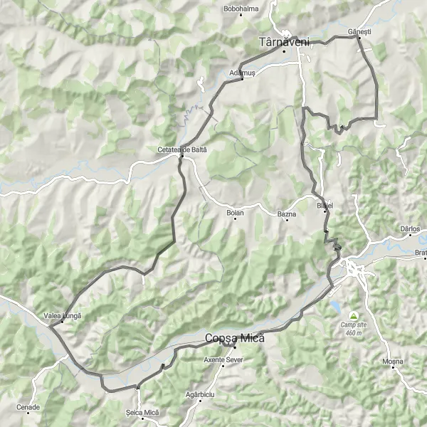 Map miniature of "The Valea Lungă Discovery" cycling inspiration in Centru, Romania. Generated by Tarmacs.app cycling route planner