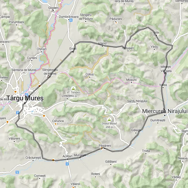 Map miniature of "Central Romania Loop" cycling inspiration in Centru, Romania. Generated by Tarmacs.app cycling route planner