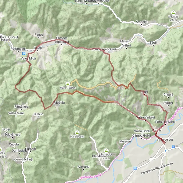 Map miniature of "The Gravel Adventure" cycling inspiration in Centru, Romania. Generated by Tarmacs.app cycling route planner