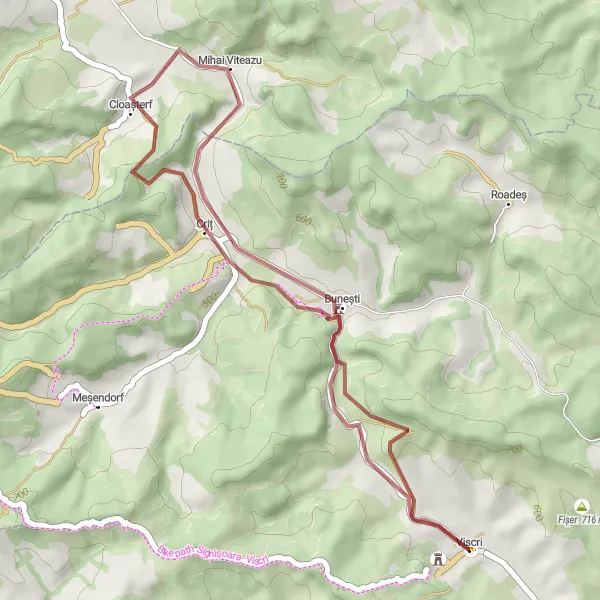 Map miniature of "The Criț Trail" cycling inspiration in Centru, Romania. Generated by Tarmacs.app cycling route planner