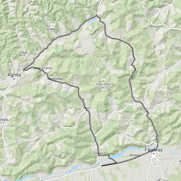 Map miniature of "Cincșor Loop" cycling inspiration in Centru, Romania. Generated by Tarmacs.app cycling route planner