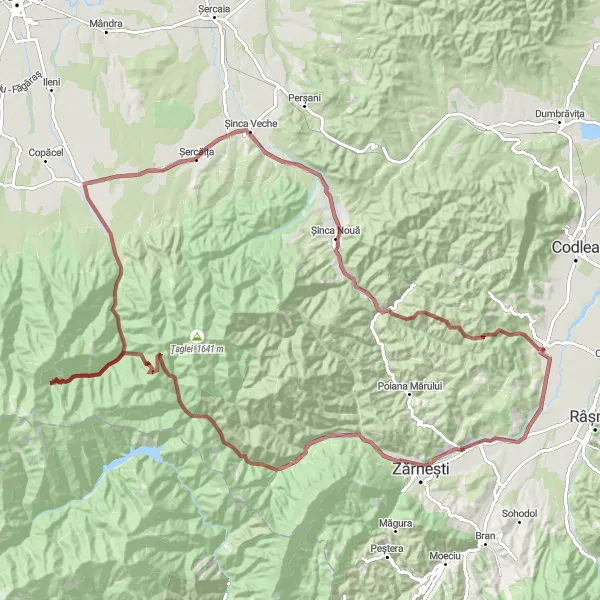 Map miniature of "Vulcan Gravel Exploration" cycling inspiration in Centru, Romania. Generated by Tarmacs.app cycling route planner