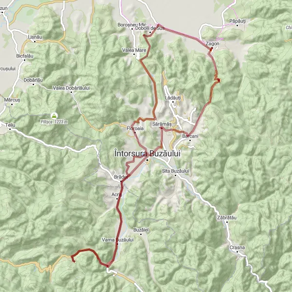 Map miniature of "Gravel Adventure" cycling inspiration in Centru, Romania. Generated by Tarmacs.app cycling route planner