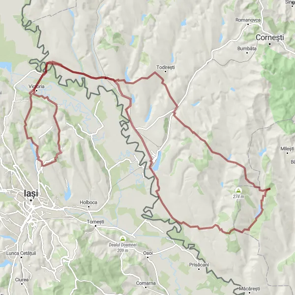 Map miniature of "The Ungheni Challenge" cycling inspiration in Nord-Est, Romania. Generated by Tarmacs.app cycling route planner