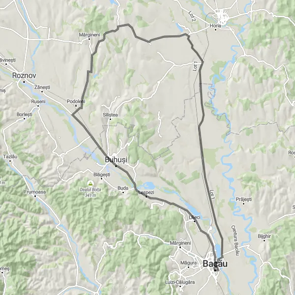 Map miniature of "Trifești Adventure Ride" cycling inspiration in Nord-Est, Romania. Generated by Tarmacs.app cycling route planner