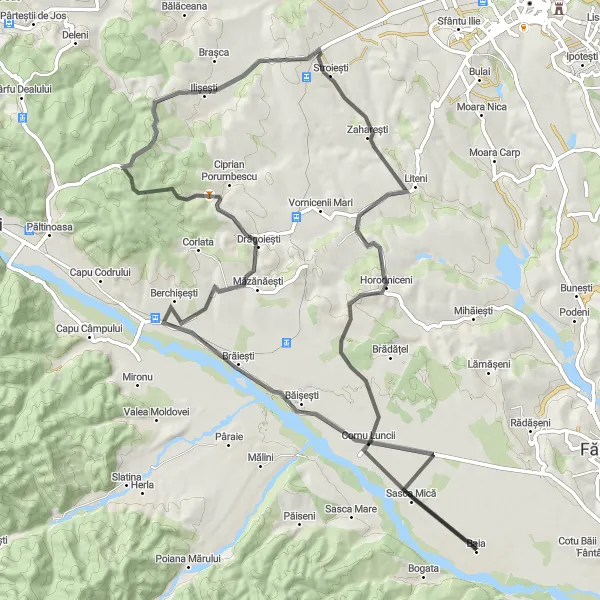 Map miniature of "Cornu Luncii to Dumbrava Adventure" cycling inspiration in Nord-Est, Romania. Generated by Tarmacs.app cycling route planner