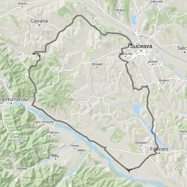 Map miniature of "The Nord-Est Adventure" cycling inspiration in Nord-Est, Romania. Generated by Tarmacs.app cycling route planner