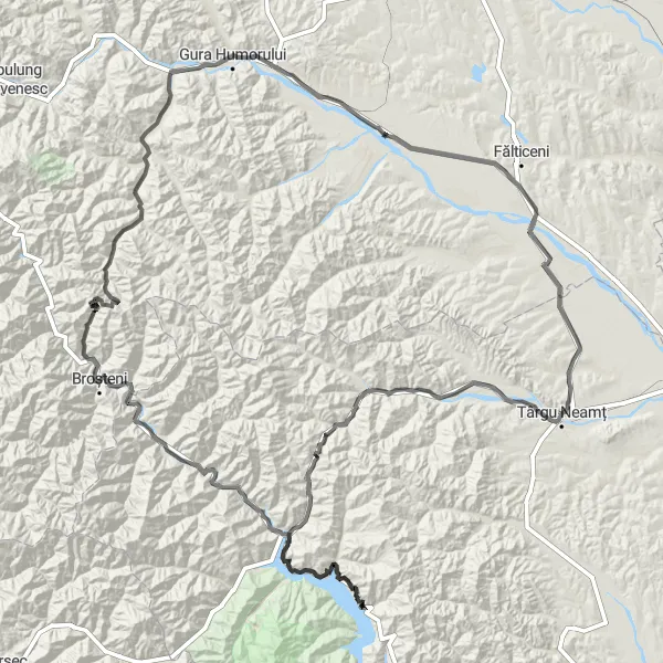 Map miniature of "The Ultimate Challenge" cycling inspiration in Nord-Est, Romania. Generated by Tarmacs.app cycling route planner