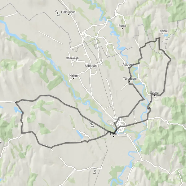 Map miniature of "Bâra - Sagna Loop" cycling inspiration in Nord-Est, Romania. Generated by Tarmacs.app cycling route planner