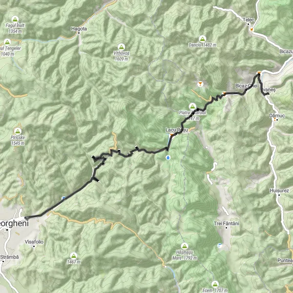 Map miniature of "Mountain Escape" cycling inspiration in Nord-Est, Romania. Generated by Tarmacs.app cycling route planner