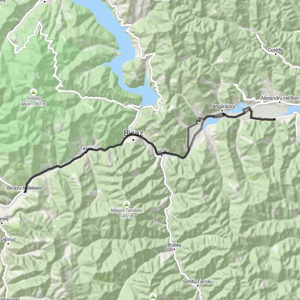 Map miniature of "Bicazu Ardelean - Bâtca Vacii" cycling inspiration in Nord-Est, Romania. Generated by Tarmacs.app cycling route planner