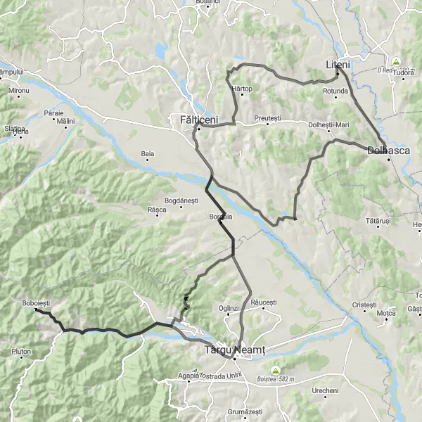 Map miniature of "Epic Adventure to Târgu Neamt" cycling inspiration in Nord-Est, Romania. Generated by Tarmacs.app cycling route planner