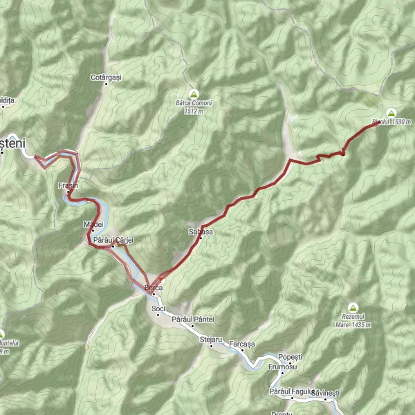 Map miniature of "The Hăleasa Gravel Ride" cycling inspiration in Nord-Est, Romania. Generated by Tarmacs.app cycling route planner