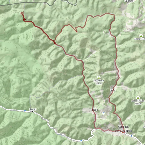 Map miniature of "Eastern Bliss" cycling inspiration in Nord-Est, Romania. Generated by Tarmacs.app cycling route planner