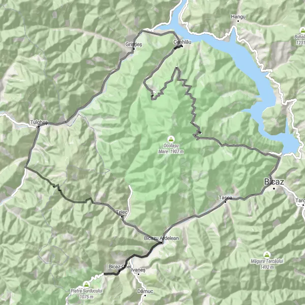 Map miniature of "Mountain Majesty" cycling inspiration in Nord-Est, Romania. Generated by Tarmacs.app cycling route planner