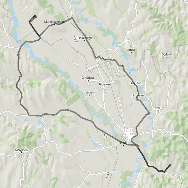 Map miniature of "Targu Neamt Circuit" cycling inspiration in Nord-Est, Romania. Generated by Tarmacs.app cycling route planner