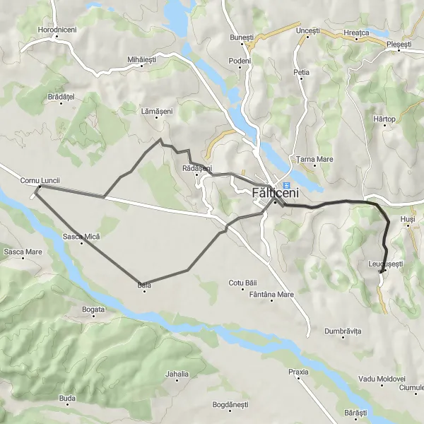 Map miniature of "Sasca Nouă Loop" cycling inspiration in Nord-Est, Romania. Generated by Tarmacs.app cycling route planner