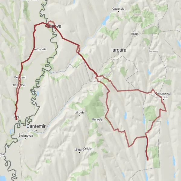 Map miniature of "The Capaclia Gravel" cycling inspiration in Nord-Est, Romania. Generated by Tarmacs.app cycling route planner