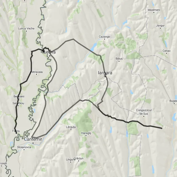 Map miniature of "The Vișniovca Road" cycling inspiration in Nord-Est, Romania. Generated by Tarmacs.app cycling route planner