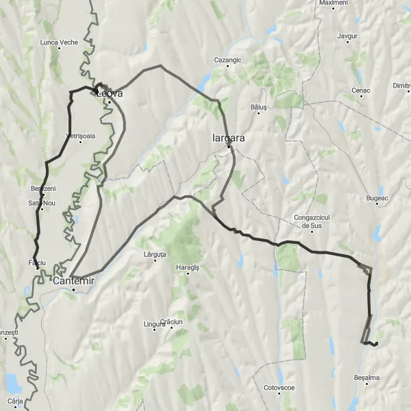 Map miniature of "The Chirsova Adventure" cycling inspiration in Nord-Est, Romania. Generated by Tarmacs.app cycling route planner