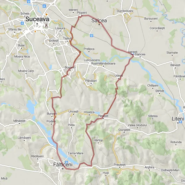 Map miniature of "Hidden Gems of Suceava" cycling inspiration in Nord-Est, Romania. Generated by Tarmacs.app cycling route planner