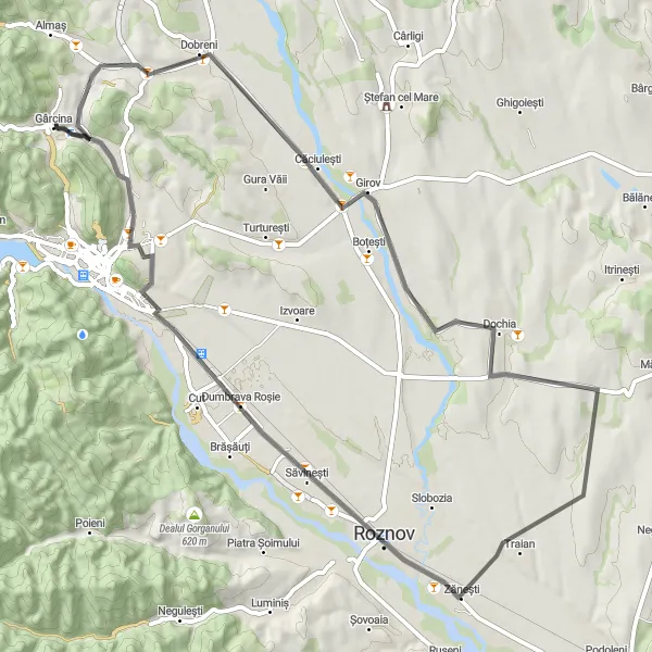 Map miniature of "Pietricica Loop" cycling inspiration in Nord-Est, Romania. Generated by Tarmacs.app cycling route planner