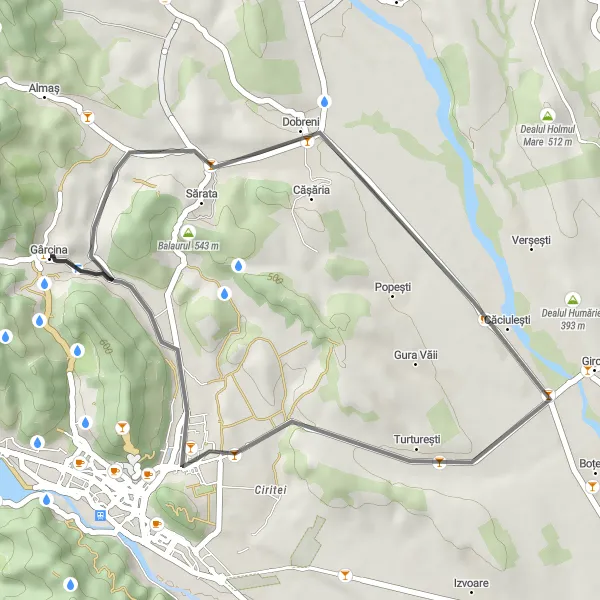 Map miniature of "Hidden Gems" cycling inspiration in Nord-Est, Romania. Generated by Tarmacs.app cycling route planner