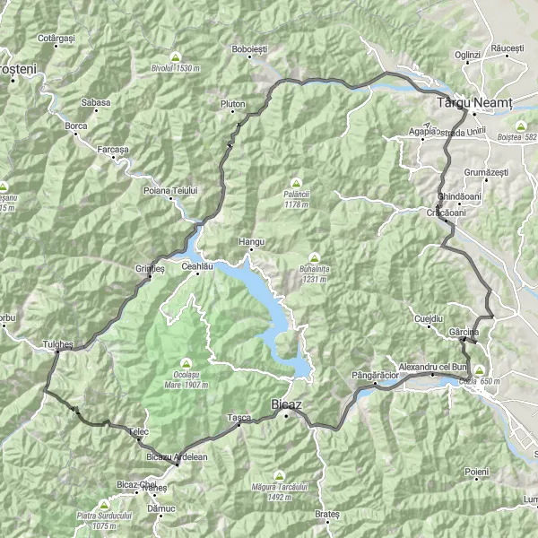 Map miniature of "Mountainous Adventure" cycling inspiration in Nord-Est, Romania. Generated by Tarmacs.app cycling route planner