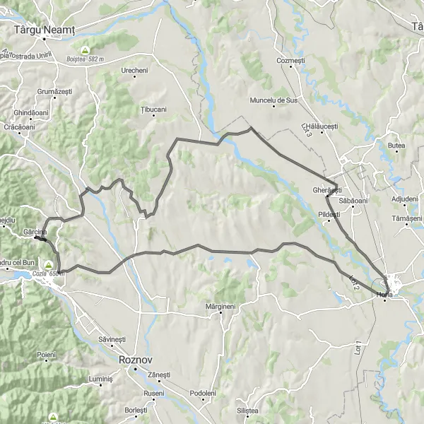 Map miniature of "The Mintiana Adventure" cycling inspiration in Nord-Est, Romania. Generated by Tarmacs.app cycling route planner