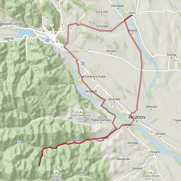 Map miniature of "Girov to Turturești" cycling inspiration in Nord-Est, Romania. Generated by Tarmacs.app cycling route planner