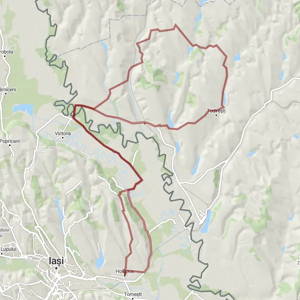 Map miniature of "Holboca Gravel Adventure" cycling inspiration in Nord-Est, Romania. Generated by Tarmacs.app cycling route planner