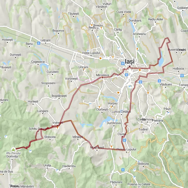 Map miniature of "Hlincea Epic Gravel Adventure" cycling inspiration in Nord-Est, Romania. Generated by Tarmacs.app cycling route planner