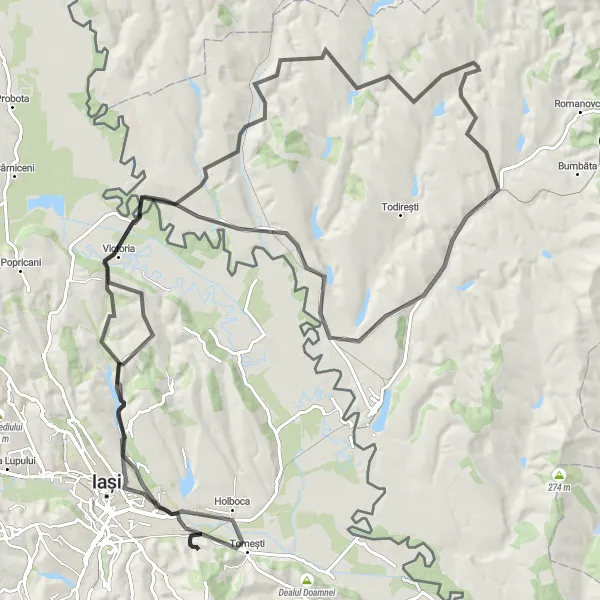 Map miniature of "Sculeni Adventure" cycling inspiration in Nord-Est, Romania. Generated by Tarmacs.app cycling route planner