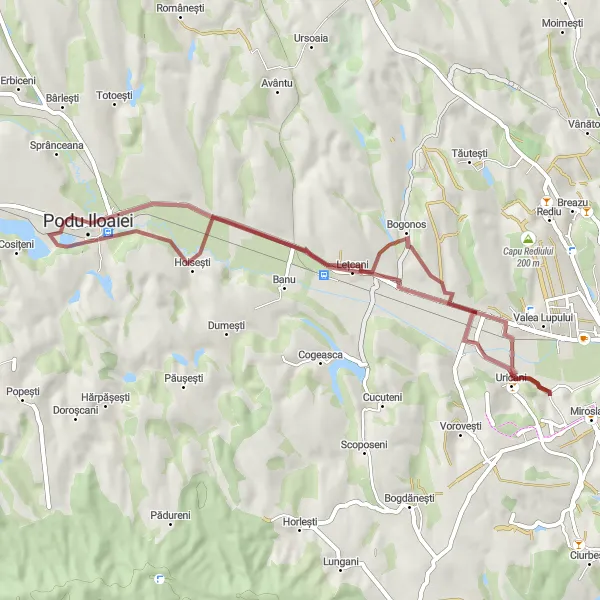 Map miniature of "Miroslava Gravel Escape" cycling inspiration in Nord-Est, Romania. Generated by Tarmacs.app cycling route planner