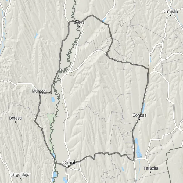 Map miniature of "The Fălciu to Cahul Escapade" cycling inspiration in Nord-Est, Romania. Generated by Tarmacs.app cycling route planner