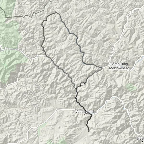 Map miniature of "Nord-Est Explorer: Scenic Road Cycling Circuit" cycling inspiration in Nord-Est, Romania. Generated by Tarmacs.app cycling route planner