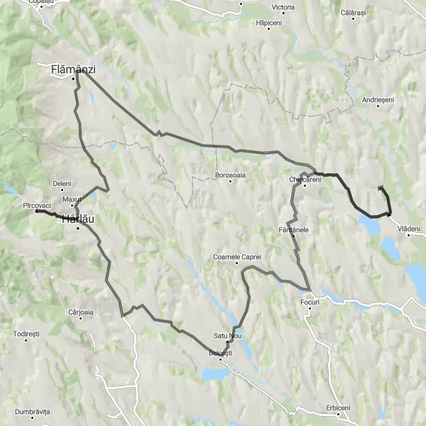 Map miniature of "Harlau and Beyond" cycling inspiration in Nord-Est, Romania. Generated by Tarmacs.app cycling route planner