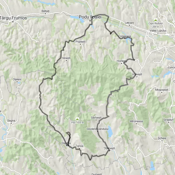 Map miniature of "The Transcarpathian Adventure" cycling inspiration in Nord-Est, Romania. Generated by Tarmacs.app cycling route planner