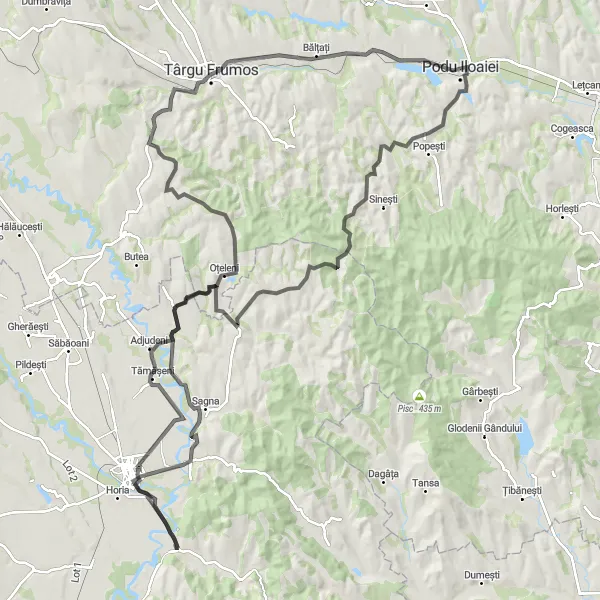 Map miniature of "Roman Expedition" cycling inspiration in Nord-Est, Romania. Generated by Tarmacs.app cycling route planner