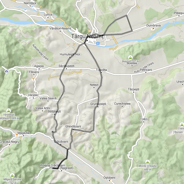 Map miniature of "The Jewel of Northeastern Romania" cycling inspiration in Nord-Est, Romania. Generated by Tarmacs.app cycling route planner