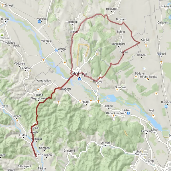 Map miniature of "Orbic Recharge" cycling inspiration in Nord-Est, Romania. Generated by Tarmacs.app cycling route planner