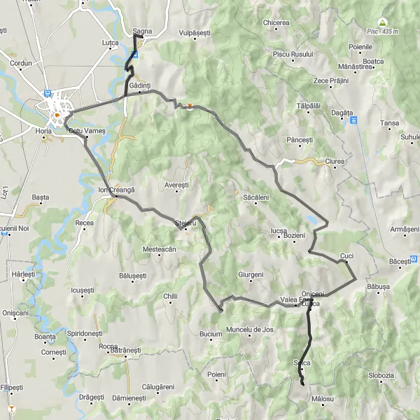 Map miniature of "The Transylvania Loop" cycling inspiration in Nord-Est, Romania. Generated by Tarmacs.app cycling route planner