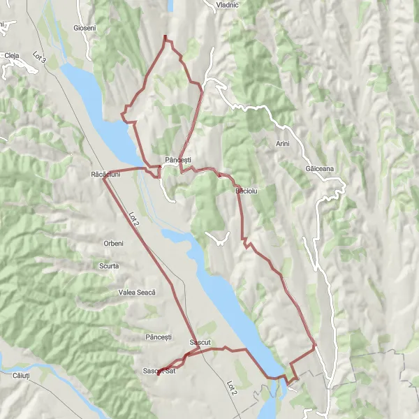 Map miniature of "Sascut Drama" cycling inspiration in Nord-Est, Romania. Generated by Tarmacs.app cycling route planner