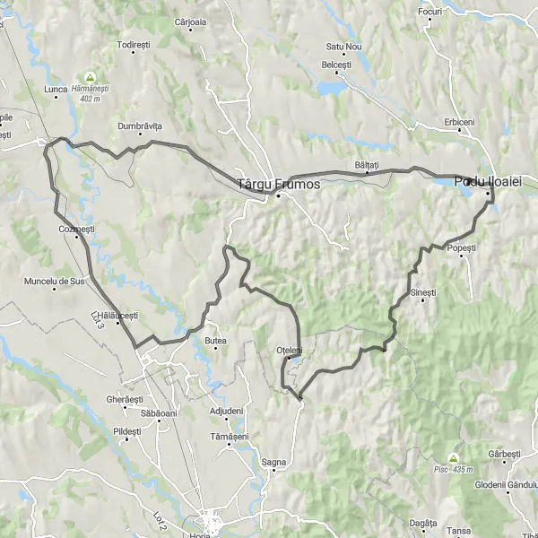 Map miniature of "Cozmești Epic Climb" cycling inspiration in Nord-Est, Romania. Generated by Tarmacs.app cycling route planner