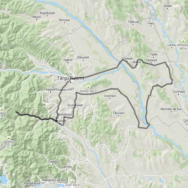 Map miniature of "The Neamt County Loop" cycling inspiration in Nord-Est, Romania. Generated by Tarmacs.app cycling route planner