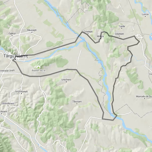 Map miniature of "Scenic Exploration" cycling inspiration in Nord-Est, Romania. Generated by Tarmacs.app cycling route planner