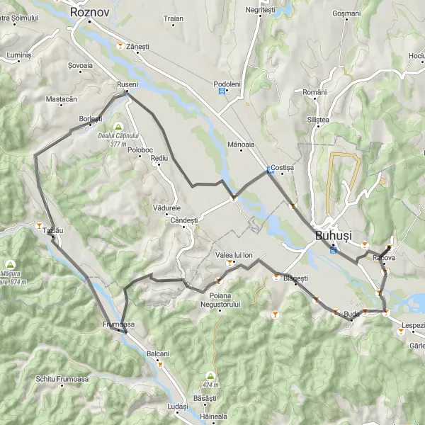 Map miniature of "Explore Tazlău and Beyond" cycling inspiration in Nord-Est, Romania. Generated by Tarmacs.app cycling route planner