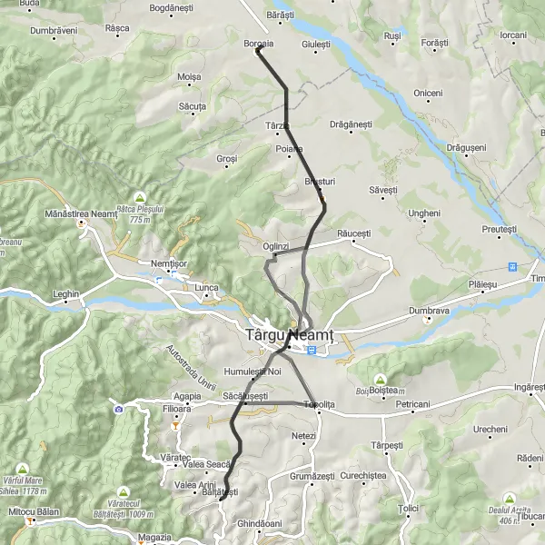 Map miniature of "Scenic Road Tour of Nord-Est Romania" cycling inspiration in Nord-Est, Romania. Generated by Tarmacs.app cycling route planner