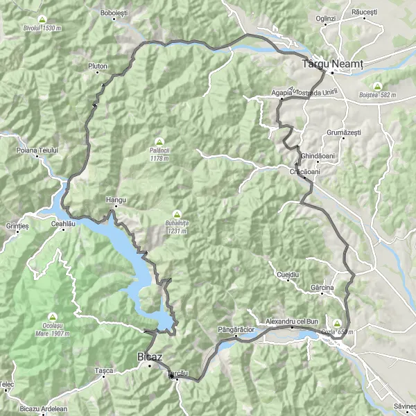 Map miniature of "Challenging Climb to Vf. Dealul Înalt" cycling inspiration in Nord-Est, Romania. Generated by Tarmacs.app cycling route planner