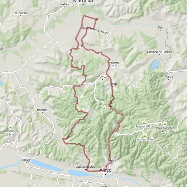 Map miniature of "Exploring Pădurea Neagră and Lugașu de Sus" cycling inspiration in Nord-Vest, Romania. Generated by Tarmacs.app cycling route planner